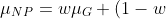 \mu_{NP}=w\mu_G+(1-w)\mu_P=0.09